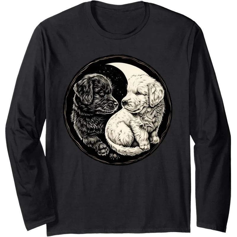 

Yin Yang Dog Feng Shui Zen Buddhism Men's Long sleeved T-shirt