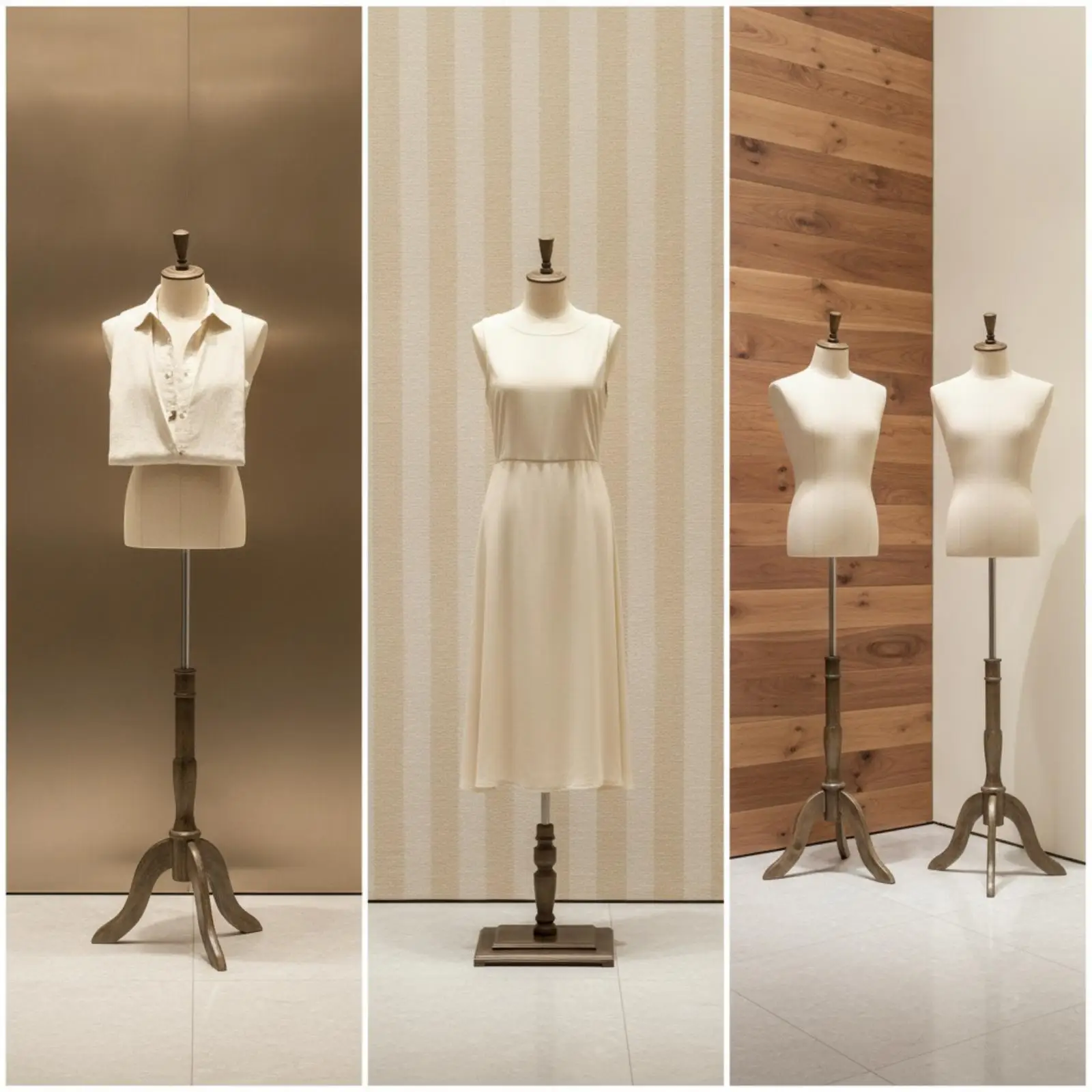 Wood and Metal Mannequin Stand Display Rack for Clothing Store Front Window Decor