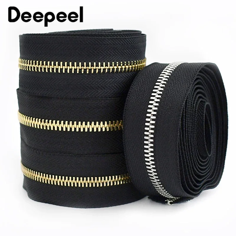 1/2/3/4/5Yards 3# 5# Deepeel Metal Zipper Tape Bag Jacket Coil Zip By The Yards Sewing Bulk Zippers Roll Tailor DIY Accessories