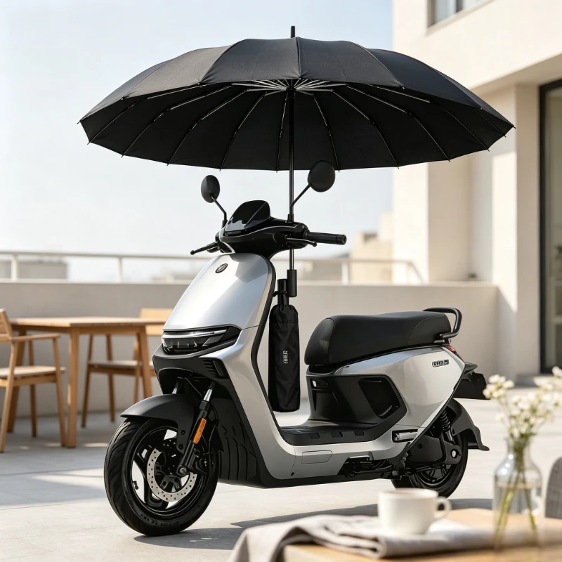 Triple Fold Carbon Steel Umbrella Scooter Sun Rain Proof Large Thickened Manual Strong Frame Windproof Outdoor Commuter