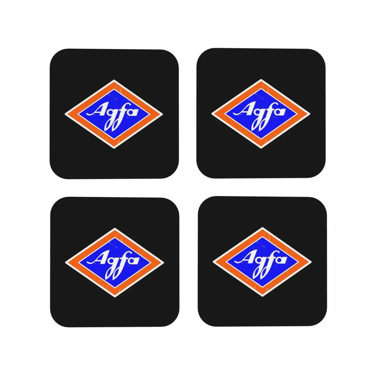 Logotipo de película Retro Agfa de los años 60, posavasos, manteles individuales de cocina, aislamiento antideslizante, tapetes de café, vajilla, juego de 4