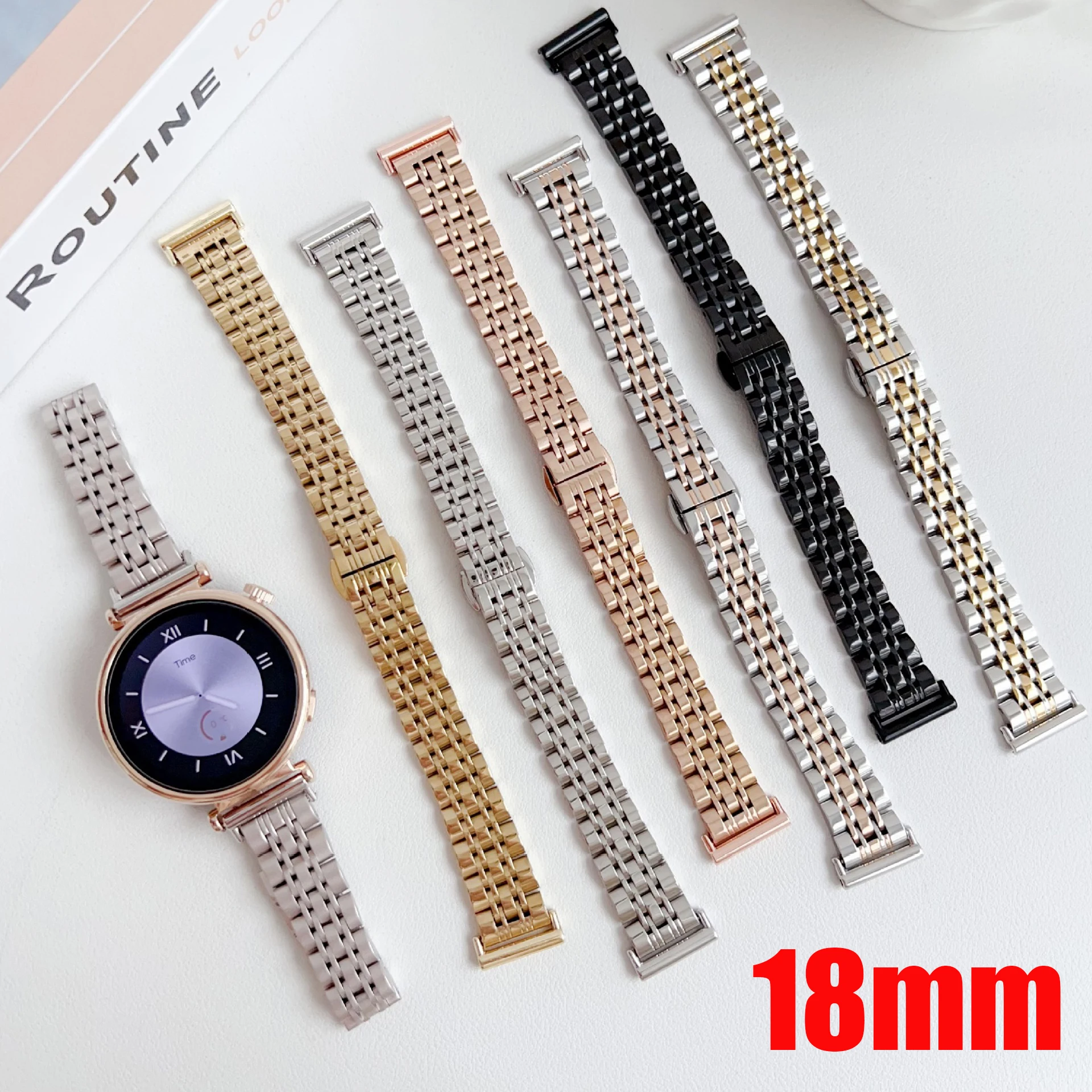 Image of 18MM Metallarmband für Huawei Watch GT 6/5/4/Xiaomi Mi S4 41mm Uhrenarmband für Garmin Vivoactive 4S/Venu 3s 2s Correa Armband