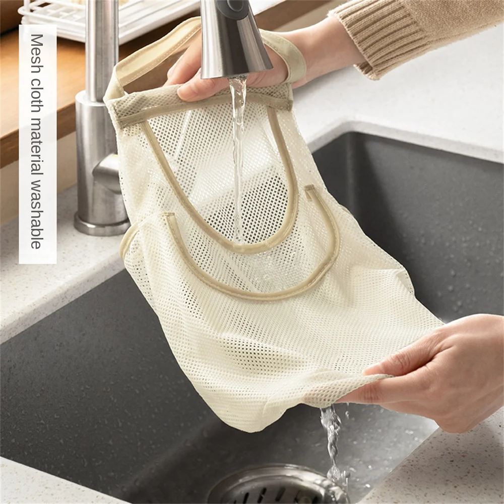 Home Hollow Mesh Bag Reusable Hanging Storage Bags Mesh Net Fruit Vegetable Garlic Onion Organizer Kitchen Accessories