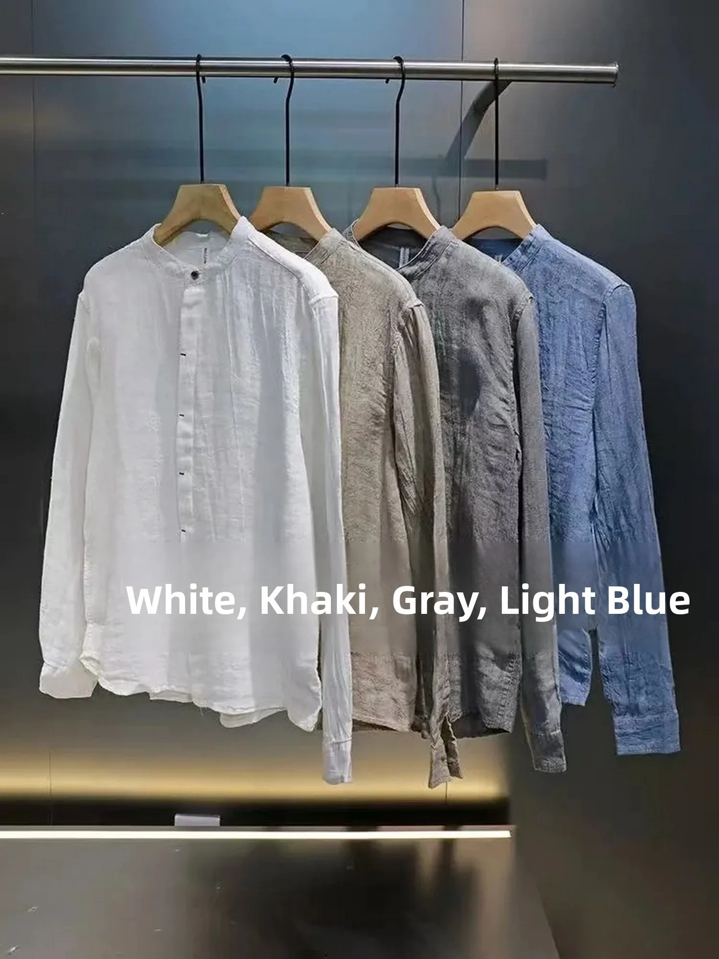 

Autumn New Sle 00% Linen Texture Comfortable Breathable Loose Casual Long Sve round Ne irt Men's Faion Classic