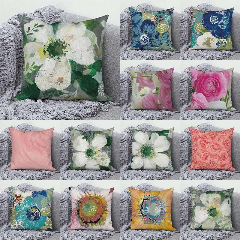 

Floral print pillowcase home bedroom room decoration office chair living room sofa cushion cover gift 45x45cm