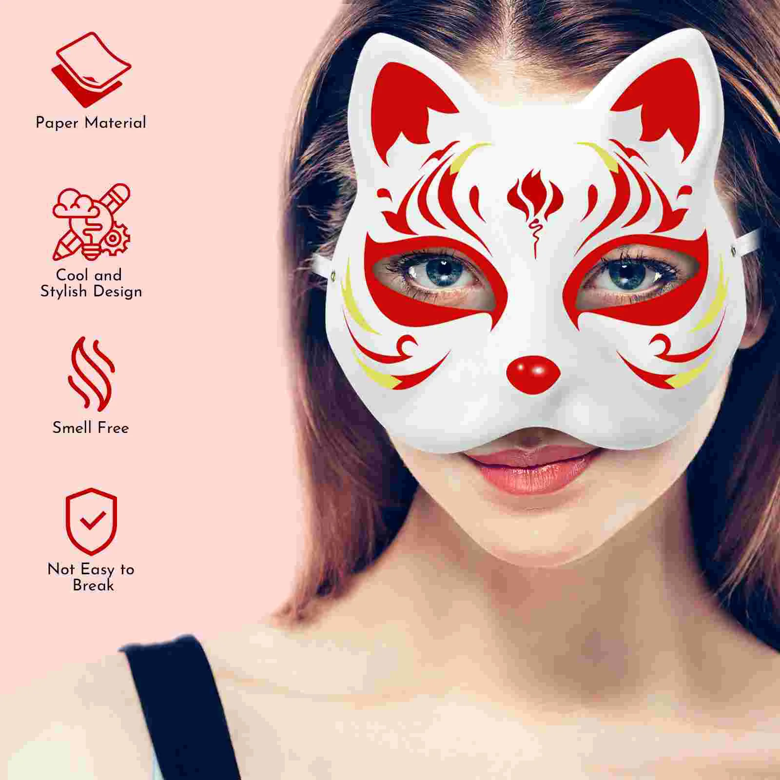 10 Pcs Cat Masks White Paper Blank Hand Painted Masks Halloween Masquerade Costume Cosplay Accessories