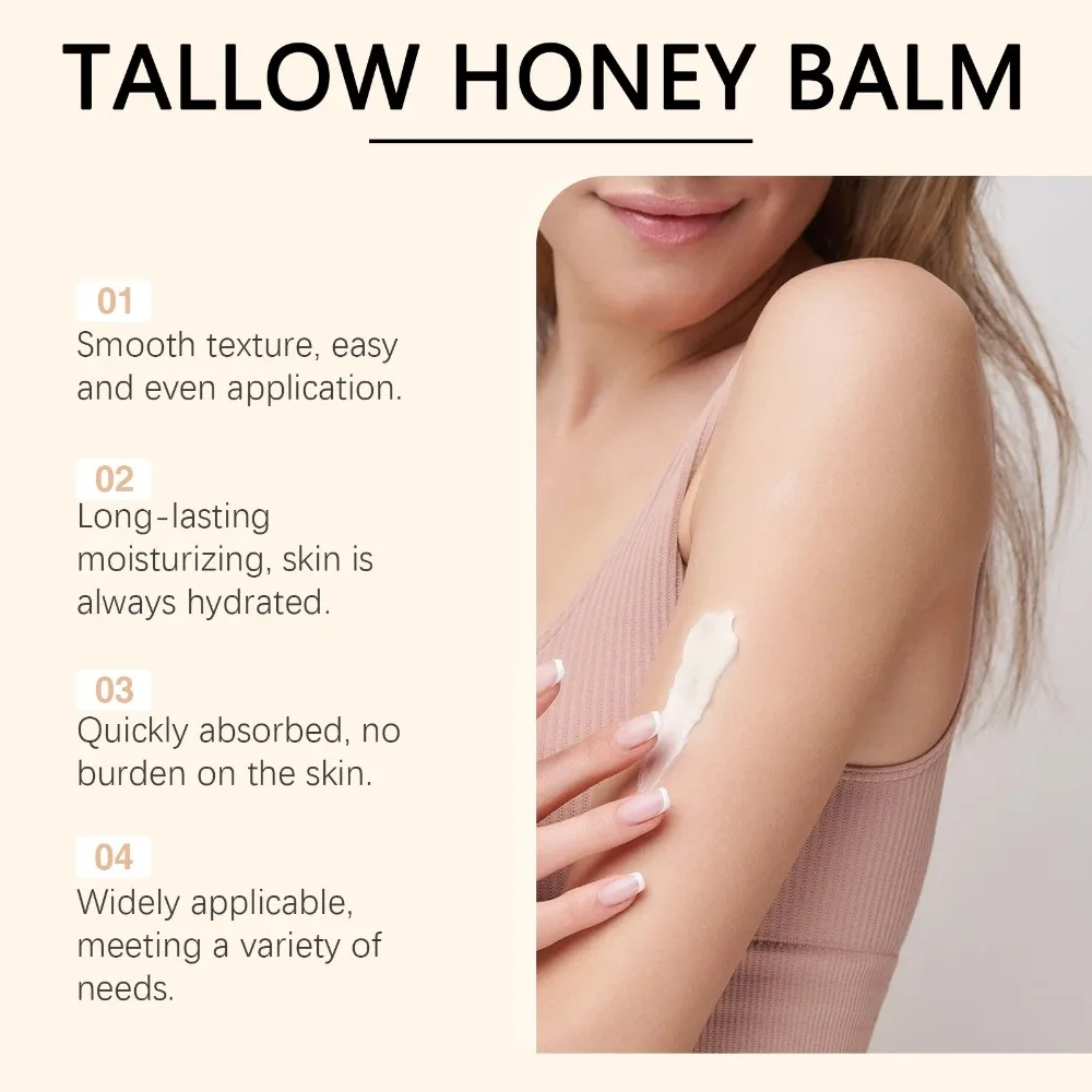 New Hydrating Beef Tallow Honey Balm Rejuvenating Improve Rough Face Cream Non Greasy Tallow Face Moisturizer Women