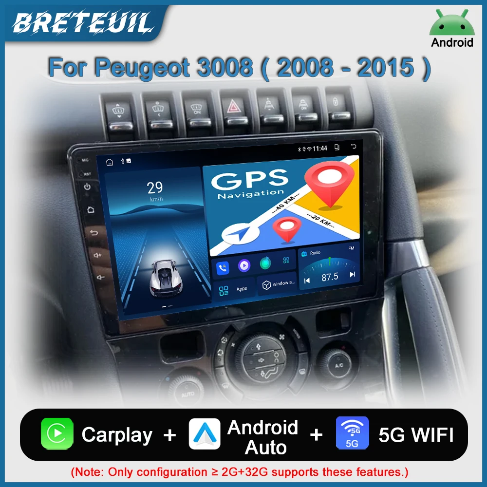 Per Peugeot 3008 2009 2010 2011 2012 2013 2014 2015 Autoradio Android Multimedia Lettore video Navigazione GPS Carplay Touch Screen Stereo automatico Sistemi intelligenti