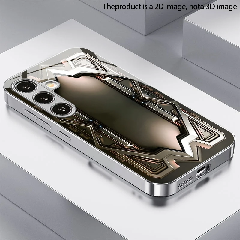 Mechanical Frame Pattern 2D Phone Case for Samsung S26 S25 S24 S23 S22 S21 S20 A56 A36 A16  Electroplated Glass Protective Cover