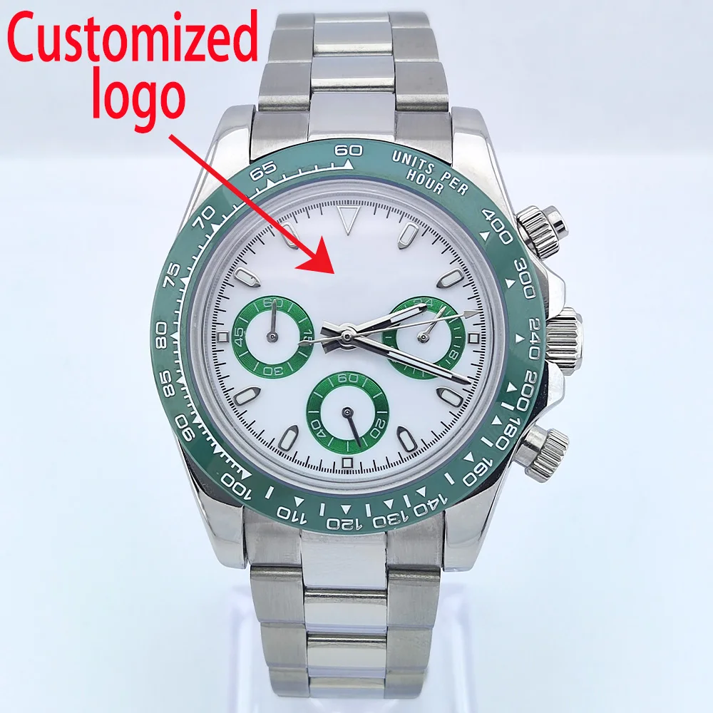 VK63 Watch DTN Series Men's Sports Green Panda Dial Quartz Watch Stainless Steel Sapphire Glass Waterproof Watch Customized Logo