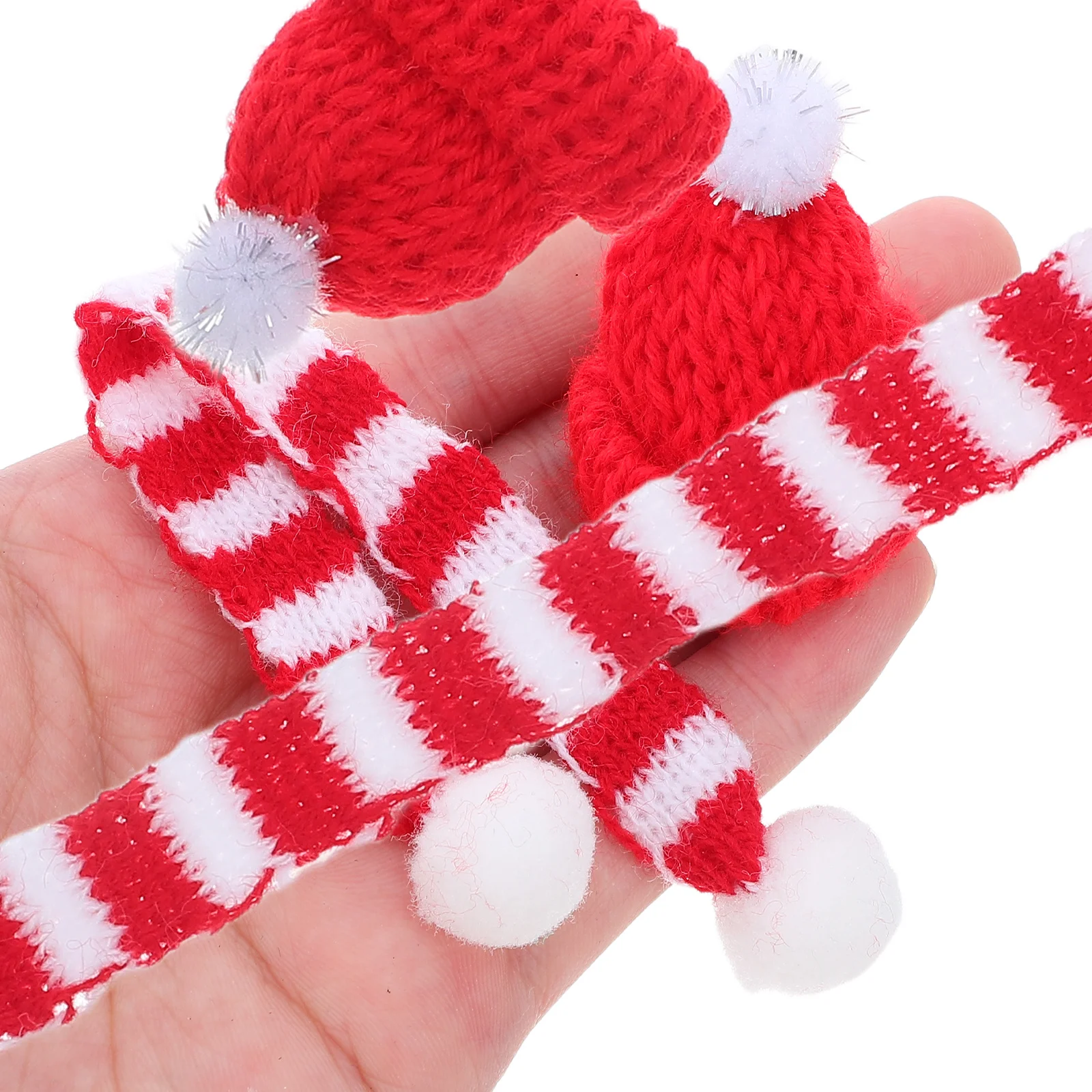 

48Pcs Mini Knit Christmas Hats Wine Bottle Covers Festive Decor DIY Crafts Xmas Tableware Holders Mini Knit Hat Scarf Set