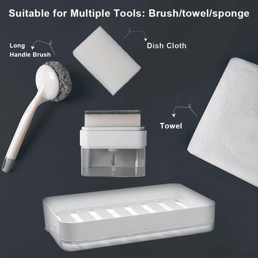 Kitchen Dispenser Countertop Sponge Holder Dish Organizer Container