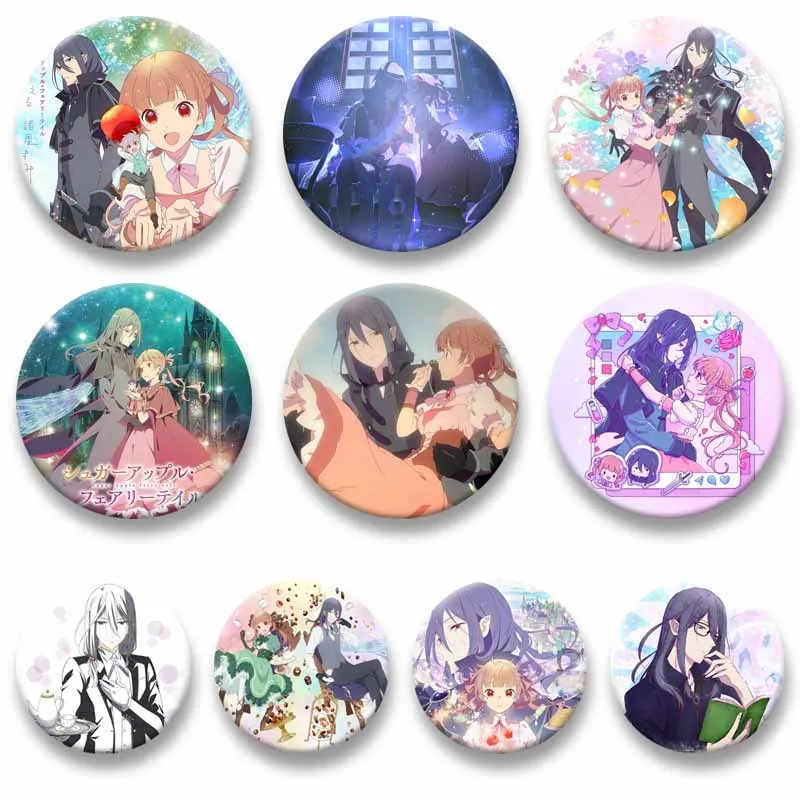 Cute Sugar Apple Fairy Tale Anime Enamel Pins Cartoon Round Snap-in Brooches for Bag Shoes Shirt Cosplay Badge Jewelry Gifts