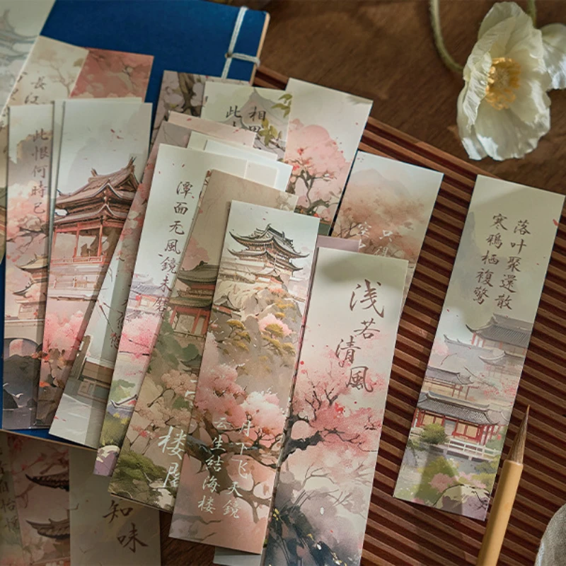 30sheet Chinese Retro Style Bookmarks Aesethetic Anime Vintage Scenery Bookmark Student Read Book Index Stationery Teacher Gift