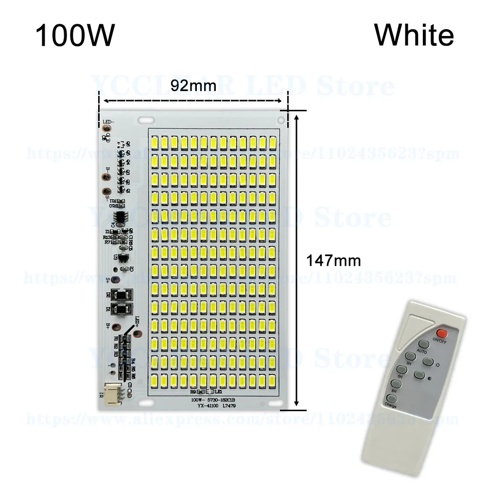 Pannello luminoso a LED bianco 20W 40W 60W 100W 200W SMD 5730 pannello sorgente luminosa solare per proiettore con telecomando per luce da giardino