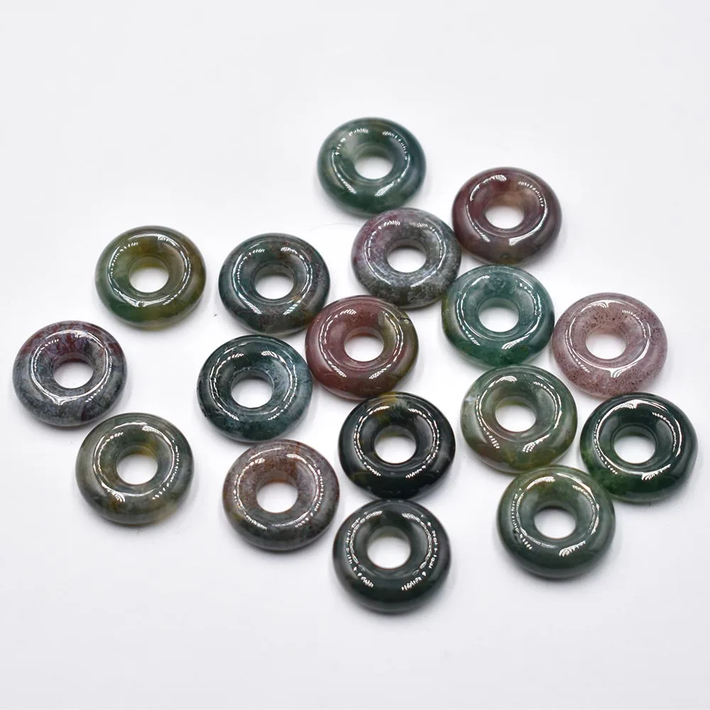 Naturstein Quarzkristall Tigerauge Opal Türkis Kreis 15mm Donut-Anhänger für DIY-Schmuckherstellung Halskette 26 Stück – Detail 11