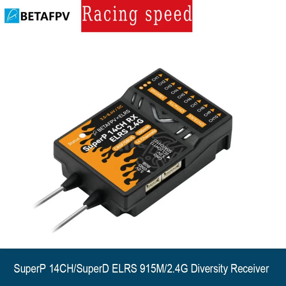 BETAFPV SuperP 14CH/SuperD ELRS 915M/2.4G Diversity Receiver Compatible with RC Model Multi Rotor Fixed Wing