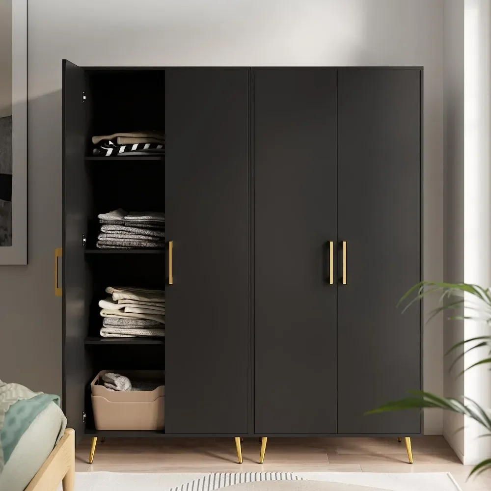 

jz Tall Storage Cabinet - Black Storage Cabinet W/ 2 Doors and Adjustable Shelves