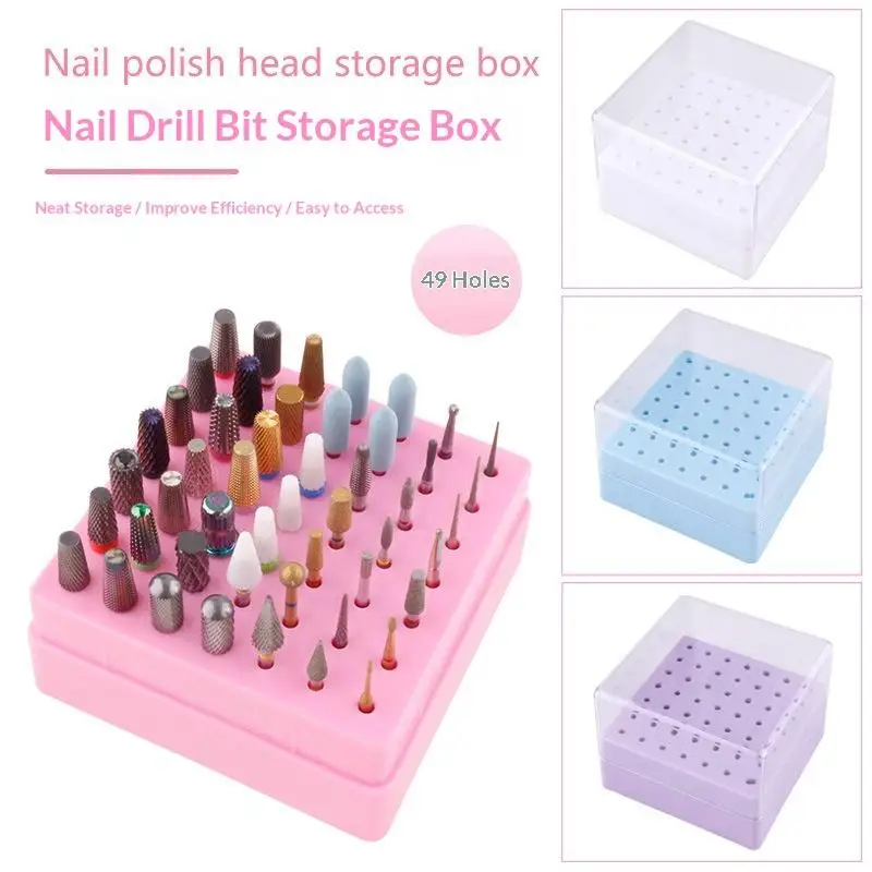 1 Stück Nagelschleifkopf-Halterständer mit 49 Löchern, Aufbewahrungsbox für Nagelbohrer, Fräserhalter für 2,35 mm Schaft – Detail 9