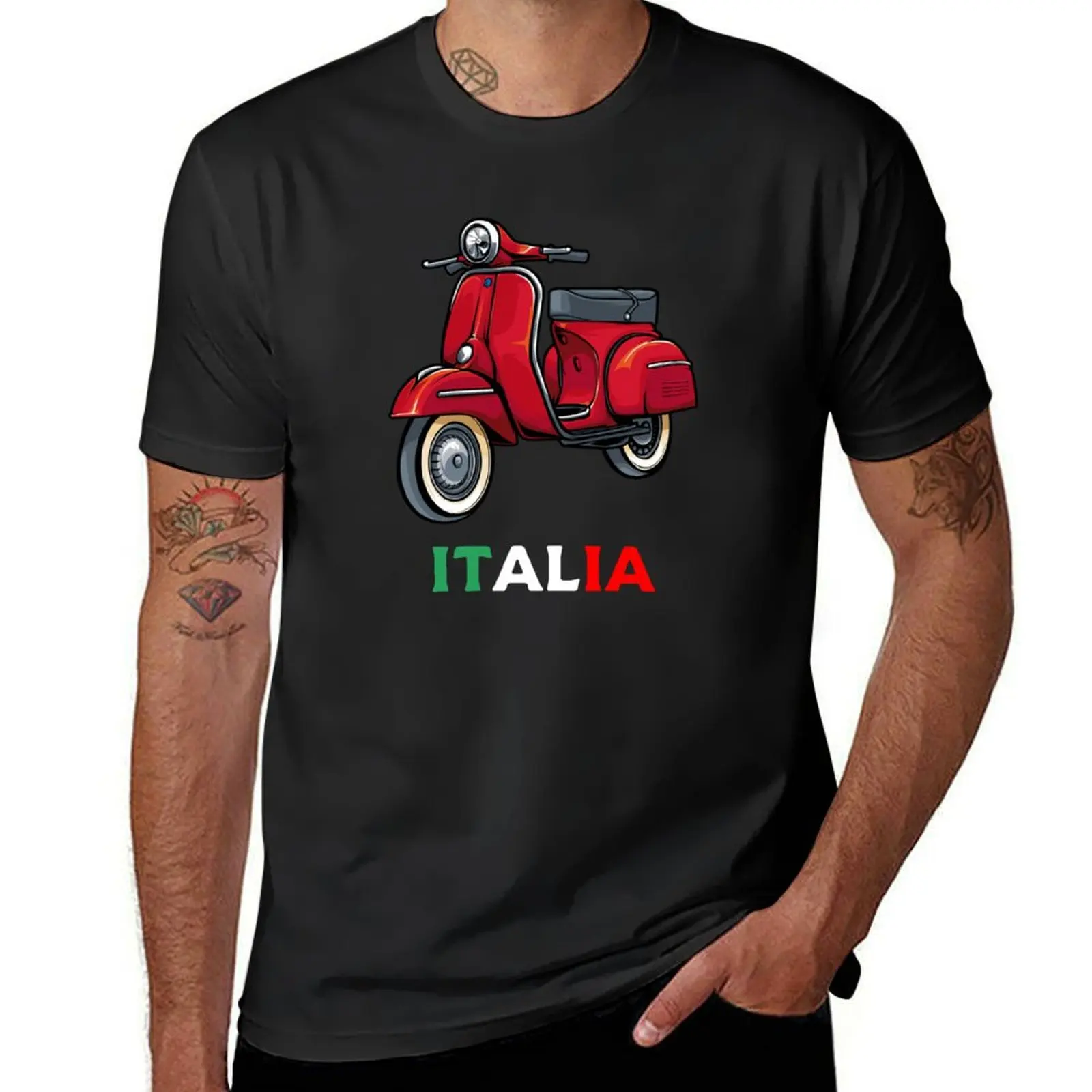 Italy Classic Vespa Scooter Moped Bike Retro Love Vintage T-Shirt funnys blacks quick drying t shirts for men cotton