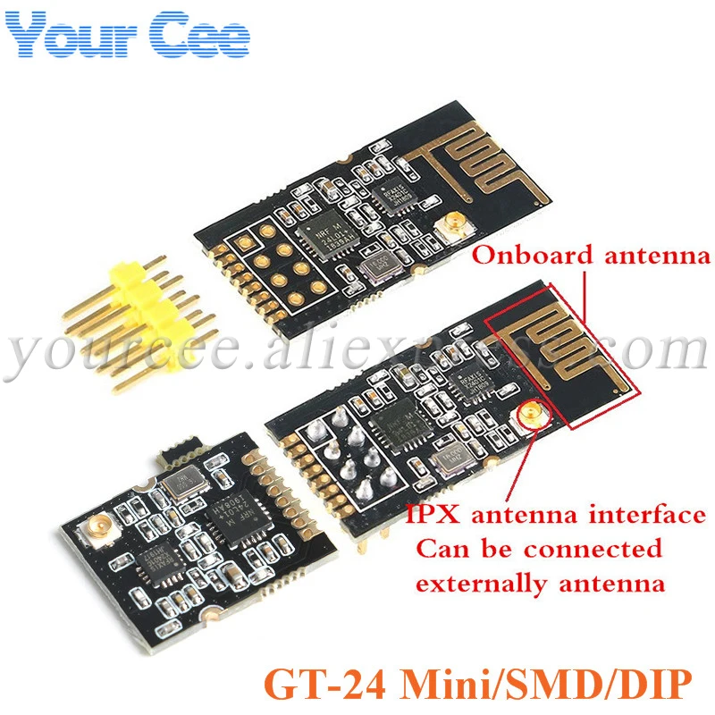 GT-24 2.4GHZ NRF24L01+ NRF24L01+PA+LNA WIFI Wireless Module Industrial Grade Digital Transmission 2.4G 1100M Distance Antenna