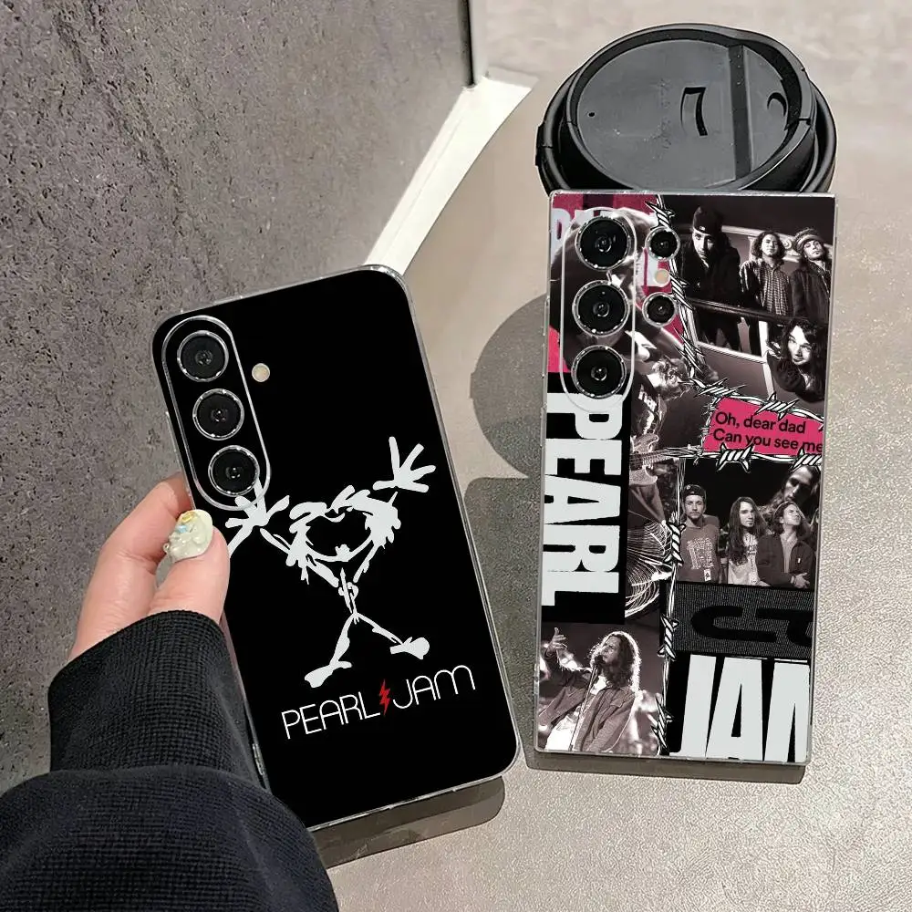 Band T-T-Pearl Jam  Phone Case For Samsung S25,S24,S21,S22,S23,S30,Ultra,S20,Plus,Fe,Note,10,9,5G Transparent Cover