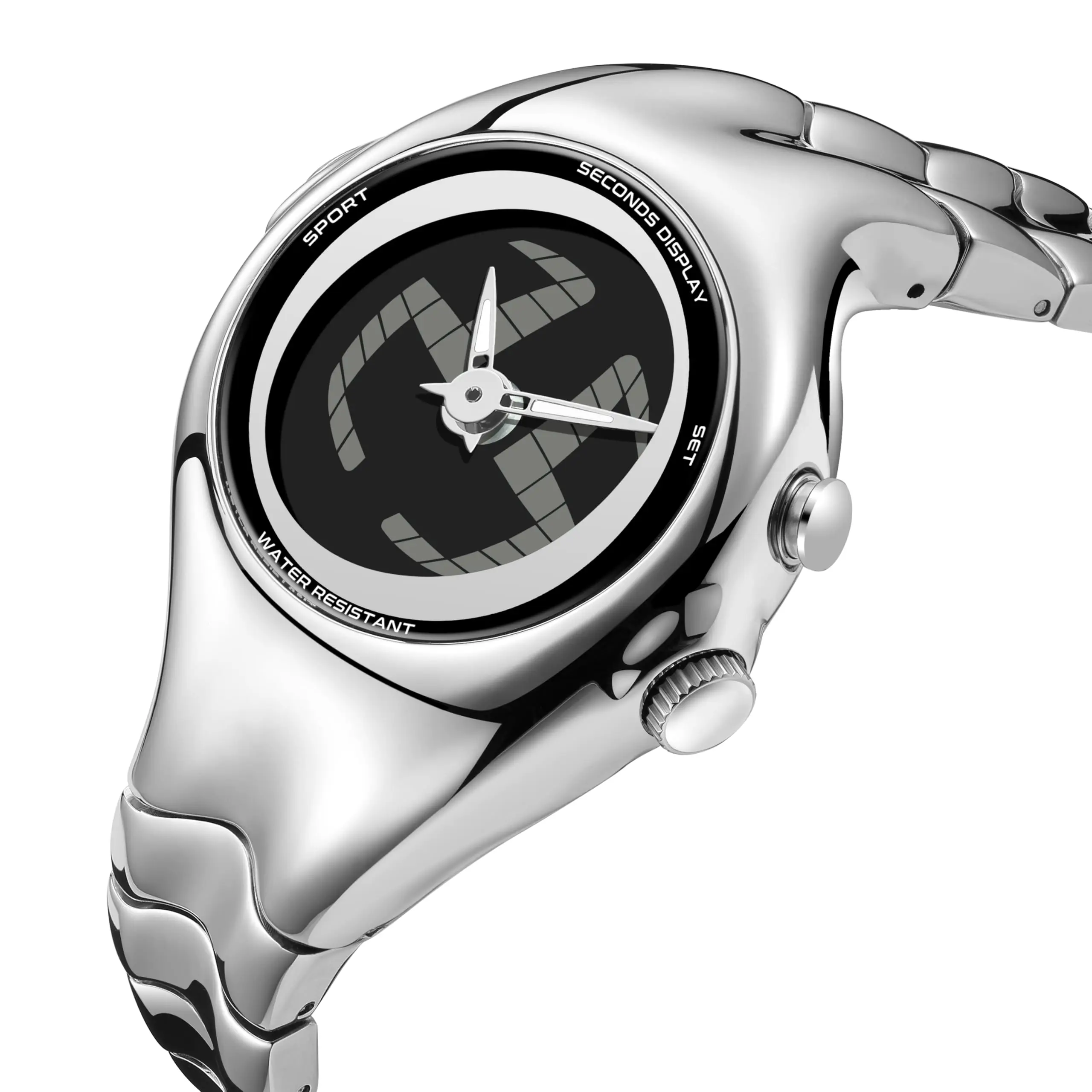 BENLY WATCH GL570 シルバー 腕時計 y2k BENLYDESIGN GL570 Y2K Retro Digital Watch for Men BigTic Style