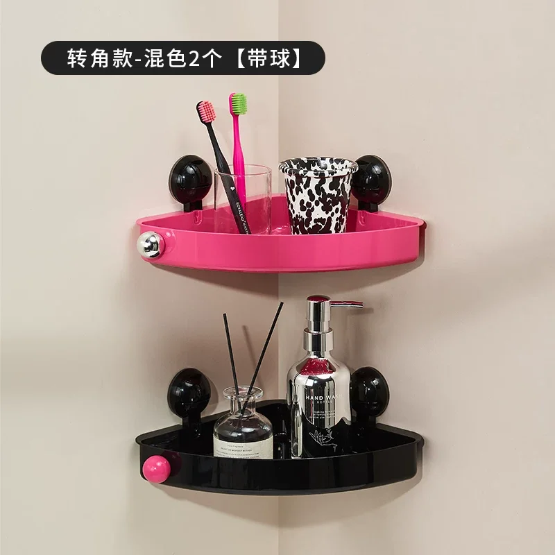 Picture 3: Corner Bathroom Shelves No Drill Rustproof Bathroom Accessories Wall Mounted Shower Storage Rack Shampoo Holder Single Tier
