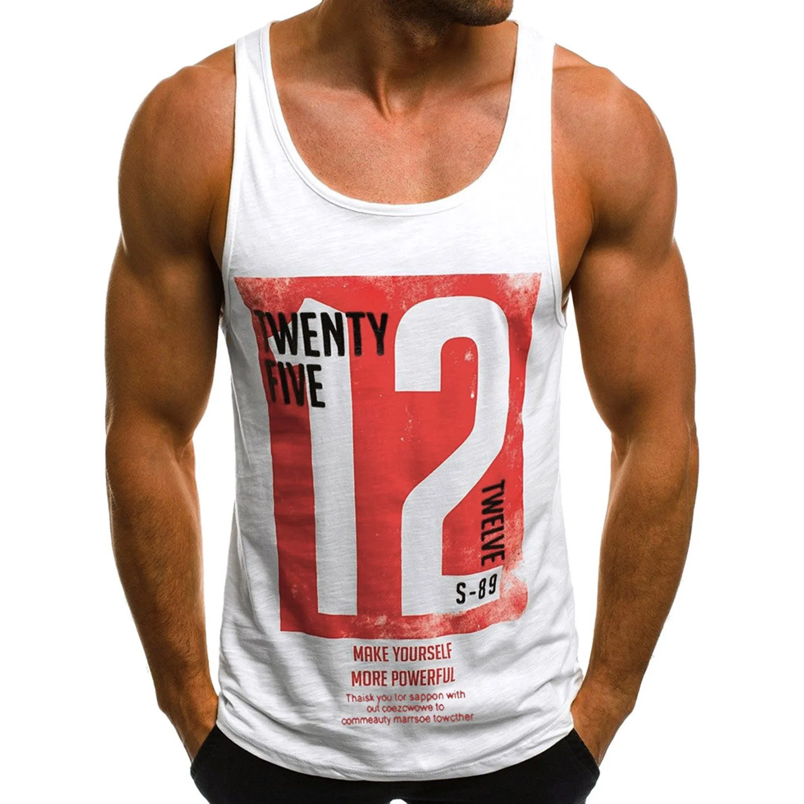 Men Number Print Tank Top Summer Plus Size Loose Vests Sleeveless Tanks Top Clothing