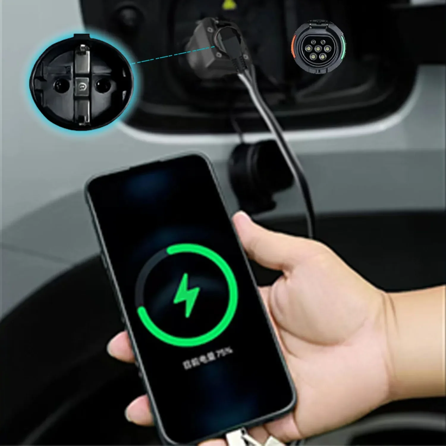 Not a TYPE2 carElectric Car Side Discharge Plug EV GBT 16A Charger adapter with EU Socket Outdoor Power Station needsupports V2L