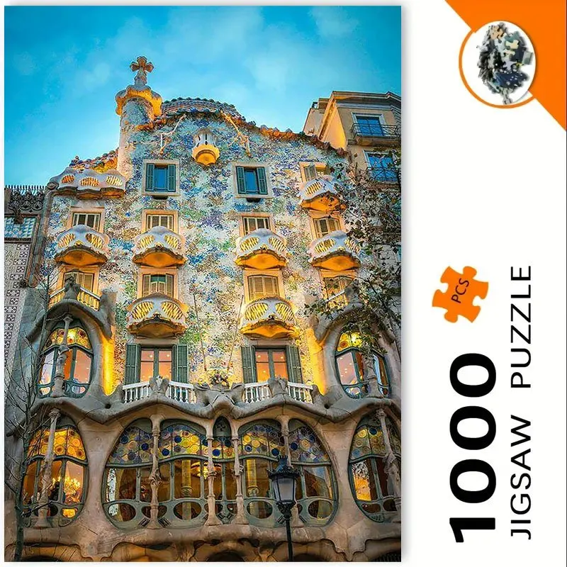 Rompecabezas de 1000 piezas para construir, icónico punto de referencia de Barcelona, juguetes para aliviar el estrés, regalo navideño, perfecto para manualidades creativas