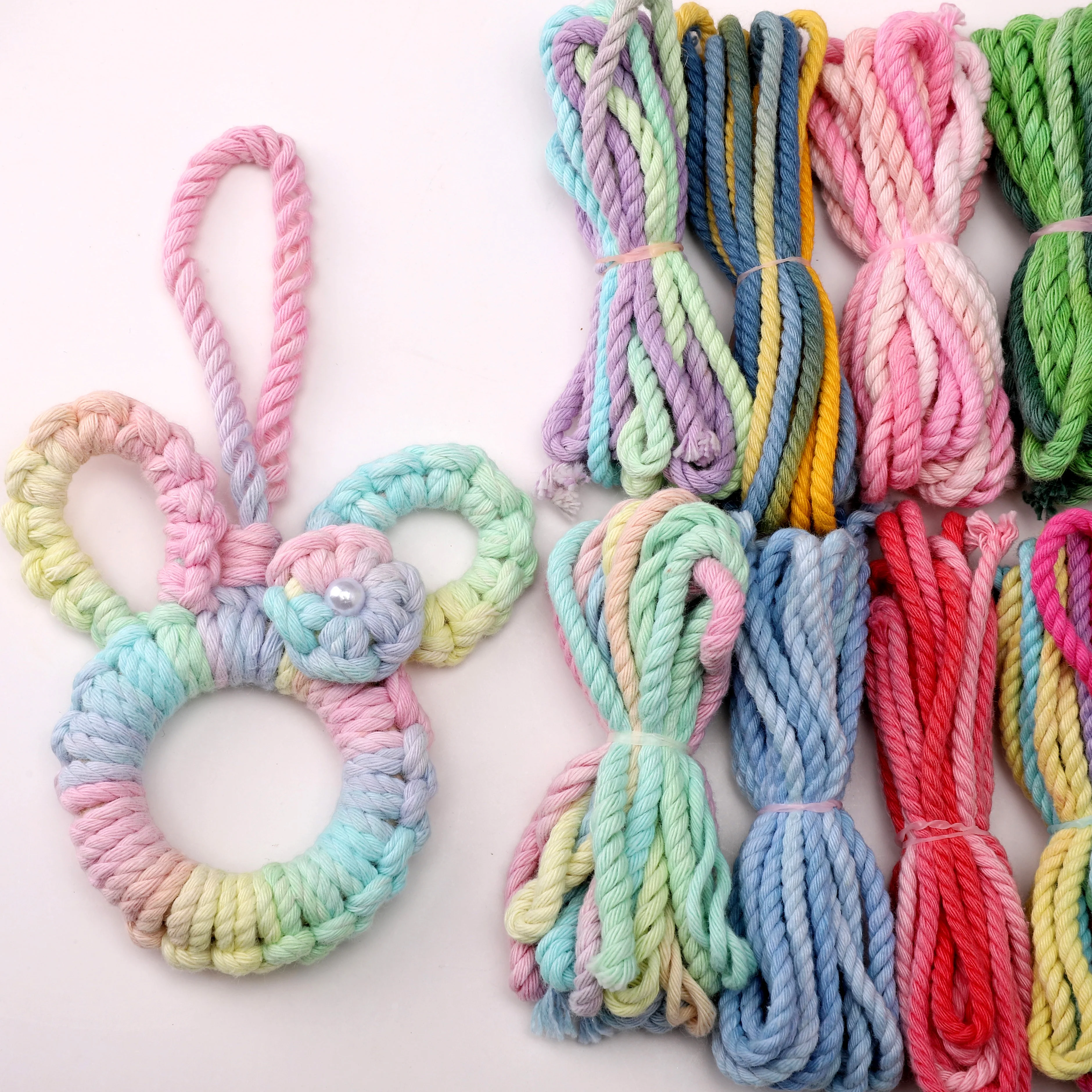 3 متر/وحدة 3.5 مللي متر التدرج اللون 3-ستراند مضفر القطن الحبل DIY بها بنفسك المفاتيح سلسلة هواتف حلية الحرف اليدوية اكسسوارات المواد