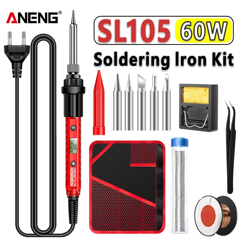 

ANENG SL105 Digital Electric Soldering Iron kit Adjustable Temperature Welding Tool Portable Electrocautery Station 110V/220V