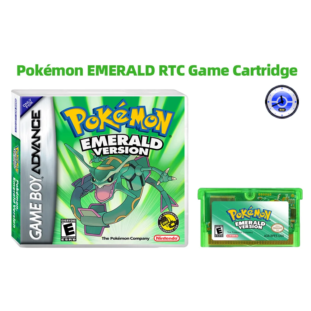 New GBA RTC 32Mbit+1Mbit Flash Game Cartridge Pokemon Classic Series Emeralds Ruby Sapphire FireRed LeafGreen Collection Gifts