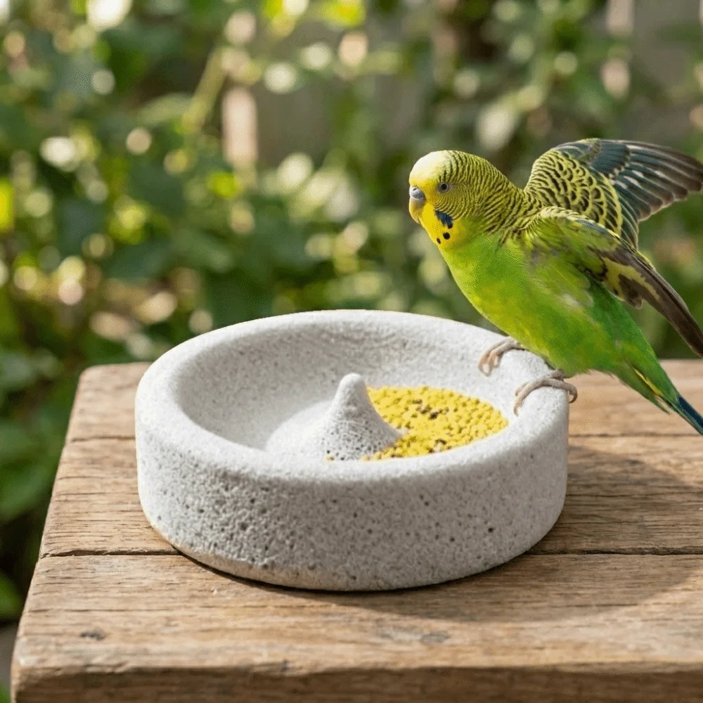Matte Surface Anti-Spill Parrot Food Bowl Wear-resistant Multi-functional Pet Water Bowl Round Parrot Food Container Decorative