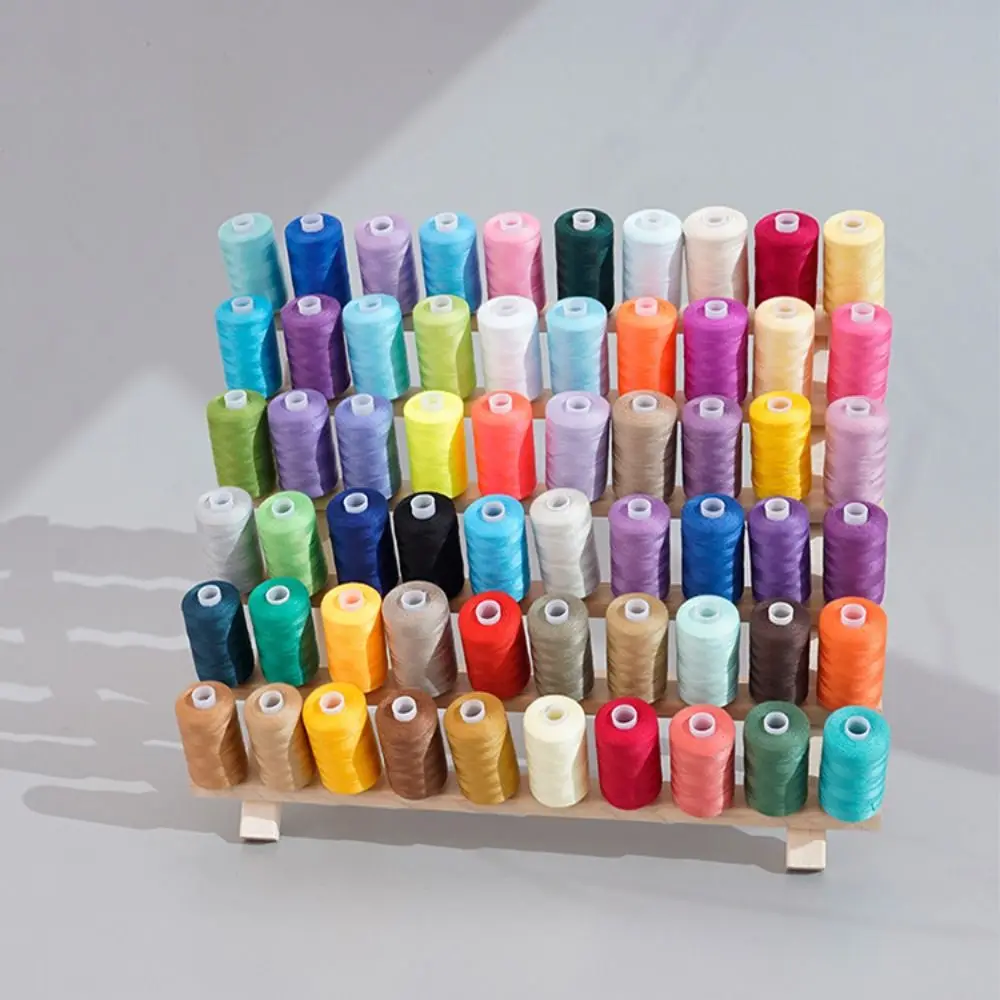 60 Spools Wooden Thread Holder Foldable Embroidery Sewing Thread Storage Rack Sewing Durable Sewing Rack Organizer Rings