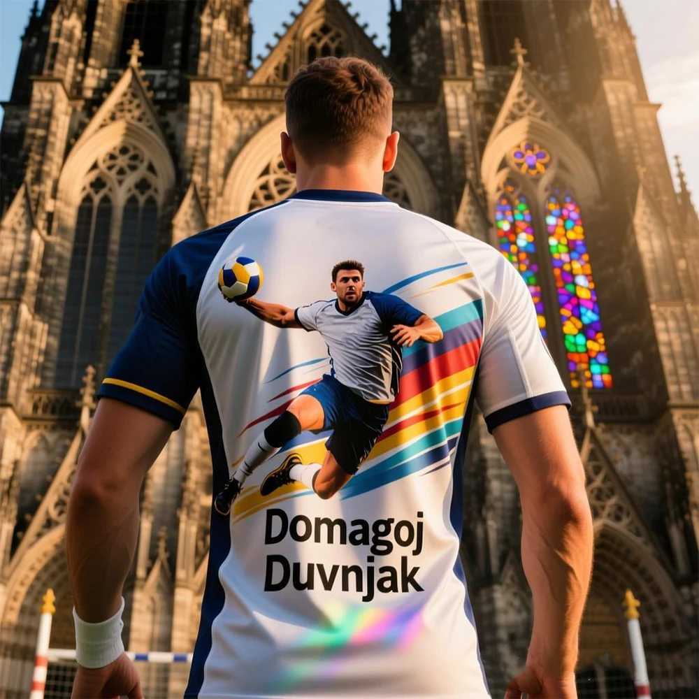 

Новинка, последняя футболка CHATGPT, дизайн Domagoj Duv 1990, футболка для мальчиков и девочек, мужская и женская тренировочная дышащая футболка большого размера для гандбола