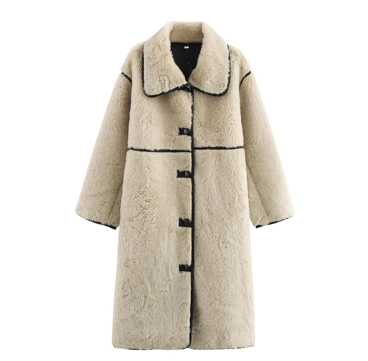 

Women's Plush Coat Fashion Simple Long Style Big Collar Single breasted Winter New Plush Coat