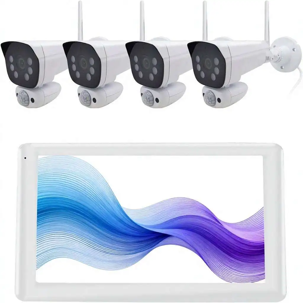 

Wireless Security System 4 Indoor/Outdoor Cameras AI Detection 64GB SD Storage Weatherproof Two-Way