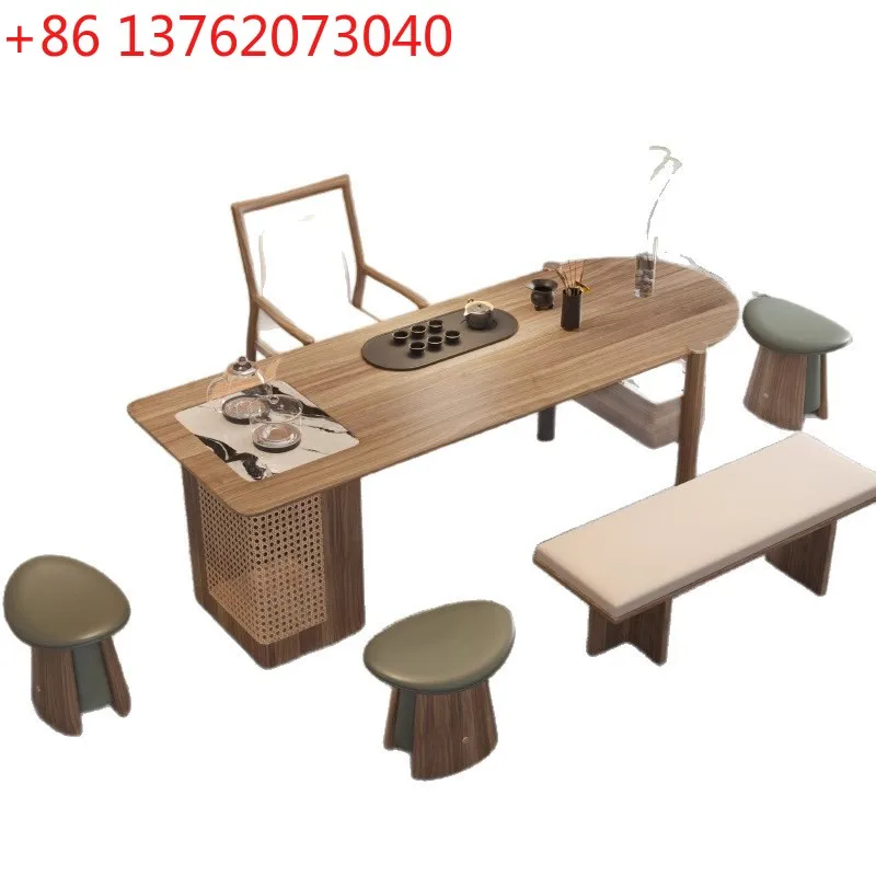 

Solid wood office household tea table and chair combination new Chinese tea table simple kung fu tea table