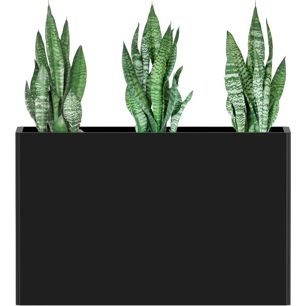 

Galvanized Steel Planter with Removable Insert Shelf & 4 Drainage Holes - 32x12x24 Inches Large Size Planters for Out