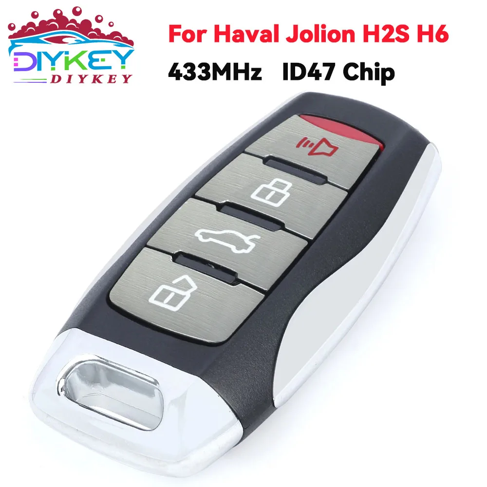 

DIYKEY для Great Wall Haval Jolion H2S H6 2018 2019 2020 2021 4 кнопки Smart ID47 чип 433 МГц удаленный ключ от машины