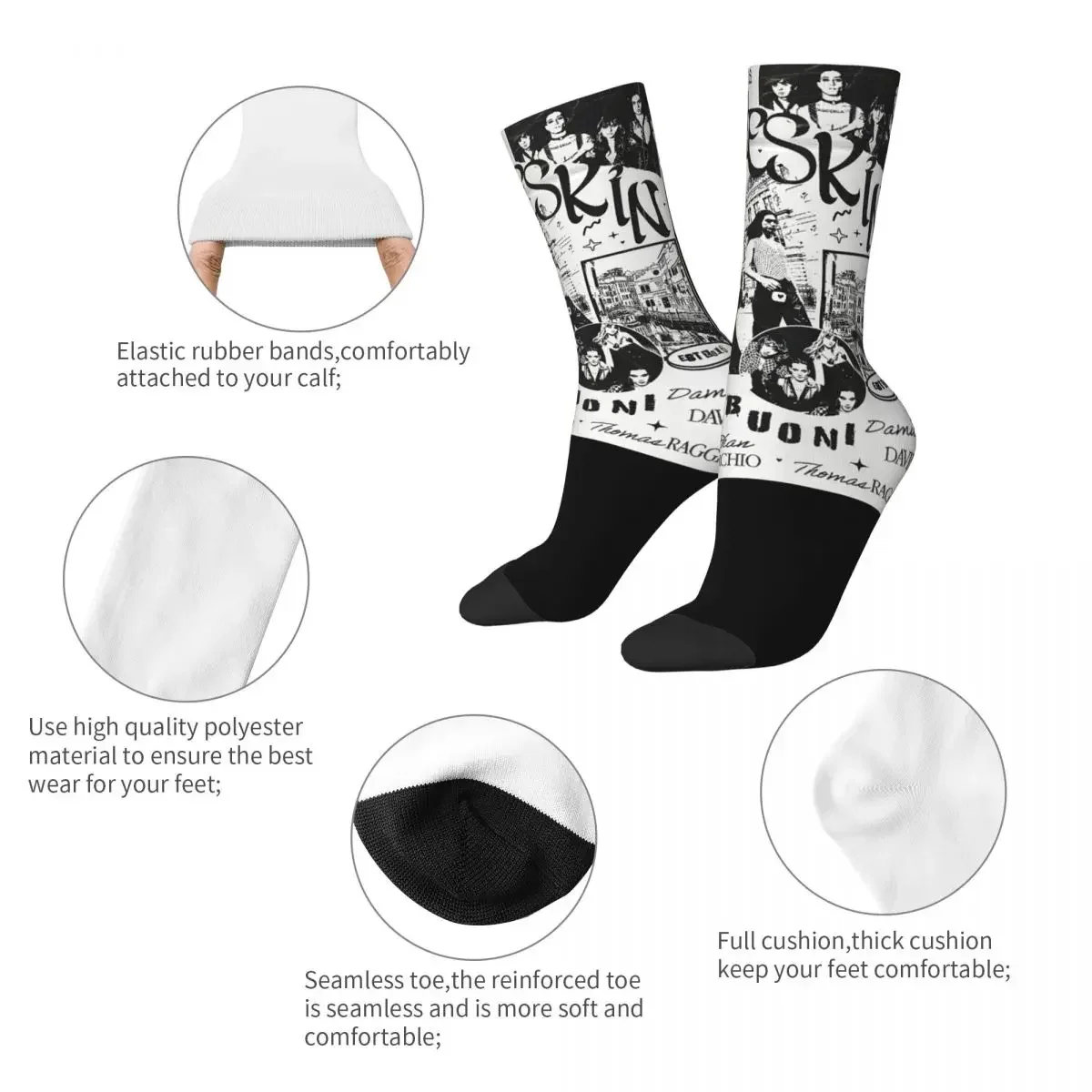 MANESKIN Socks Modern Stockings Autumn Anti Skid Women Men Socks Medium Soft Printed Outdoor Socks