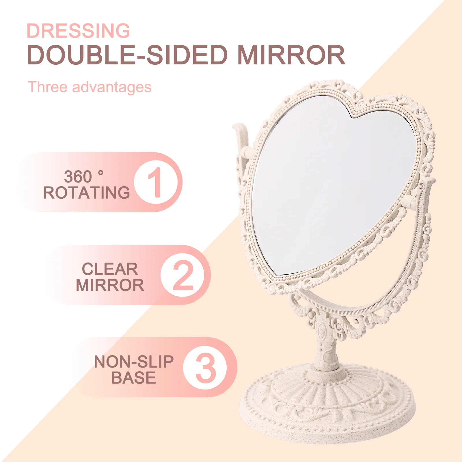 Make up Mirror Desk Vanity for Dress European Style Table Double Sided Makeup Tabletop Bedroom