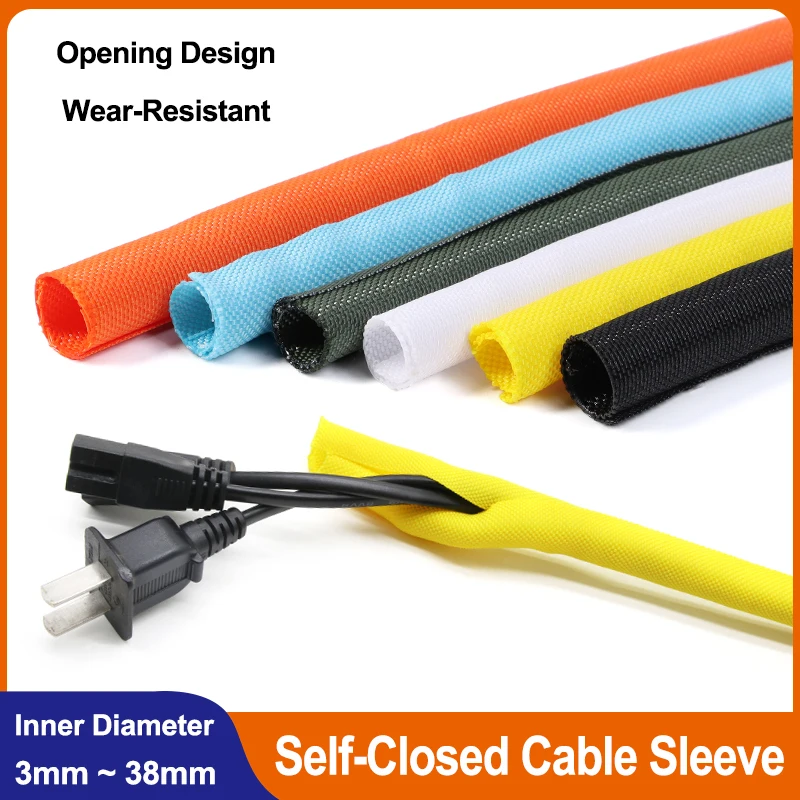 1 ~ 10M Cable Sleeve 3 5 8 10 13 16 19 25 30 38mm PET Braided Self Closing Expandable Tube Harness Management Protect Wire Wrap