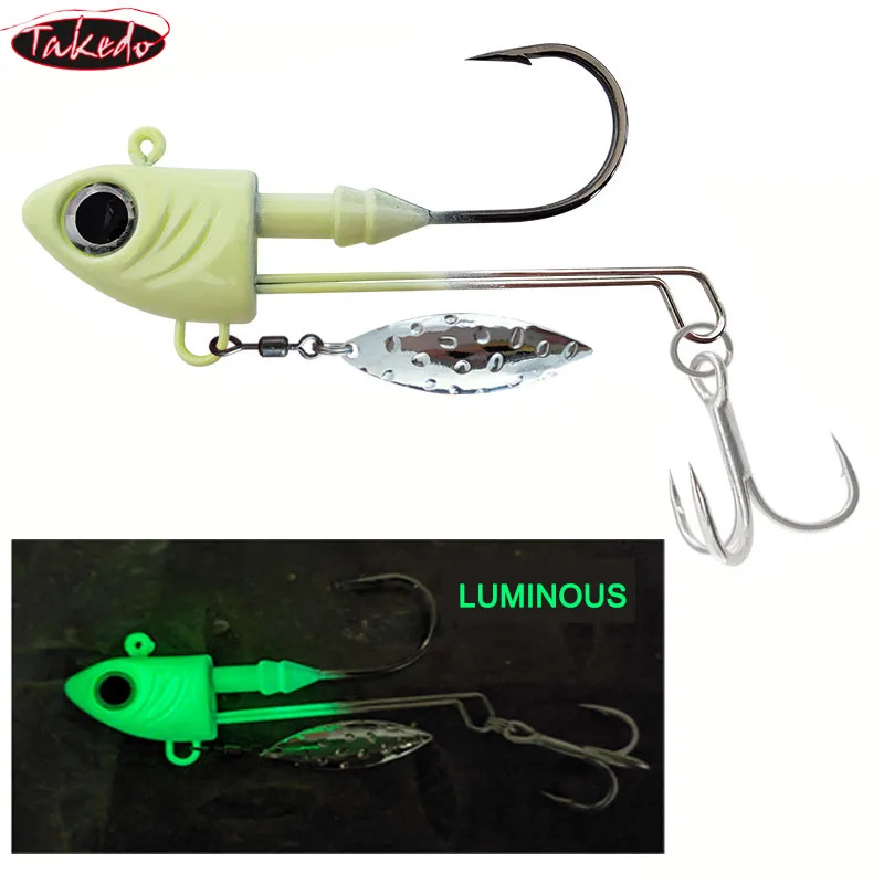 TAKEDO Jig cabeza de pez giratorio anzuelos triples perca bajo - imagen 2