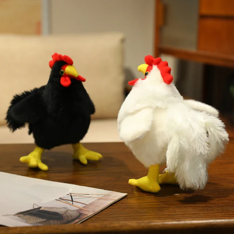 20/35/50 سنتيمتر محاكاة الديك دمية ألعاب من نسيج مخملي محشوة أسود أبيض الأراضي الزراعية الحيوان بلوشي هدية عيد ميلاد