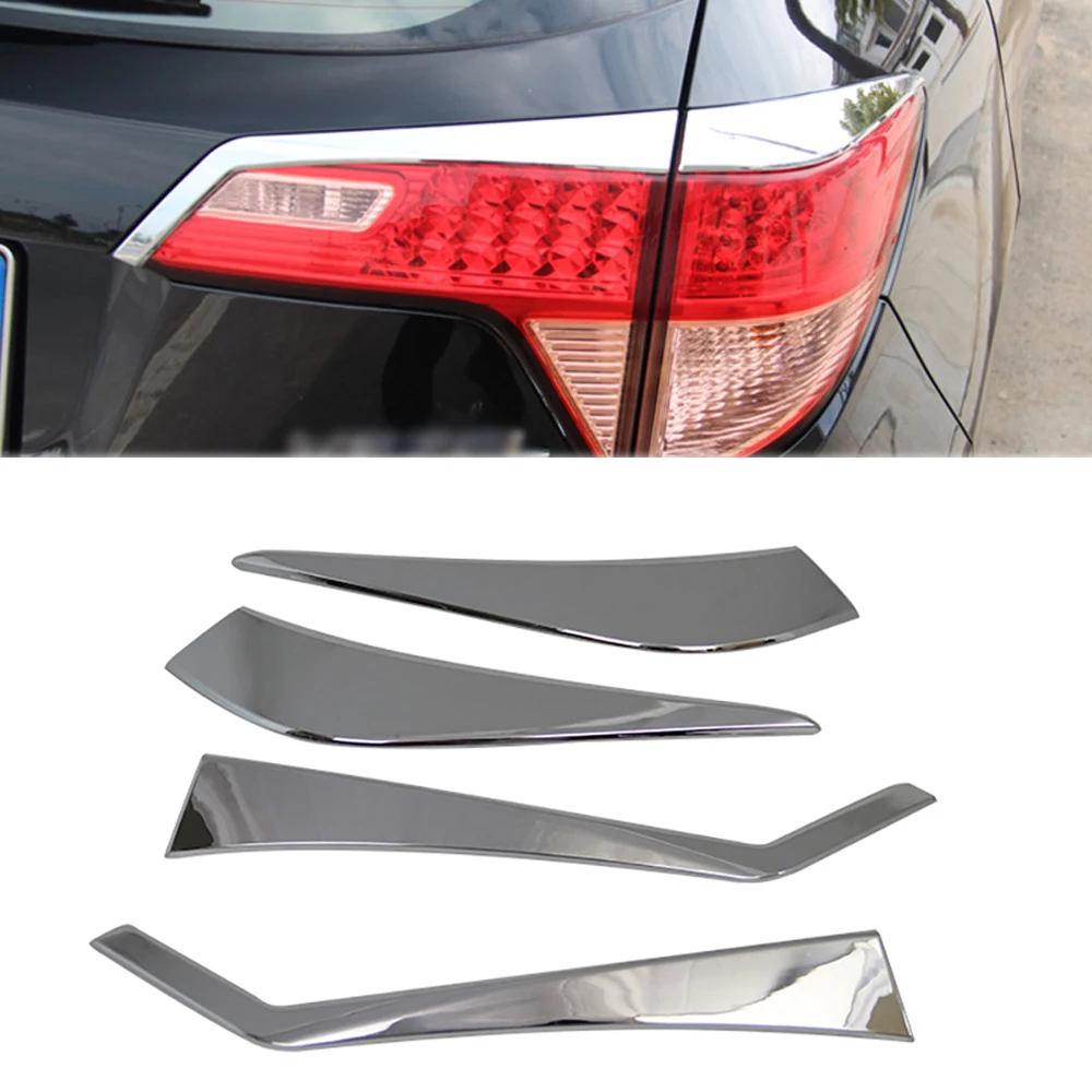 4 Pcs Rear Bumper Chrome Tail Light Lamp Lid Cover Trim Strip Molding Rear Light Car Styling For Honda Vezel Hr-v Hrv 2014-2017