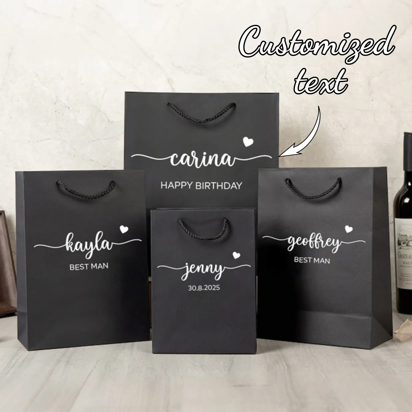 Personalisierte Hochwertige Geschenktasche für Trauzeugen, Brautjungfern, Junggesellenabschied und Hochzeit - Individuelle Geschenktasche für Hochzeit und Geburtstag