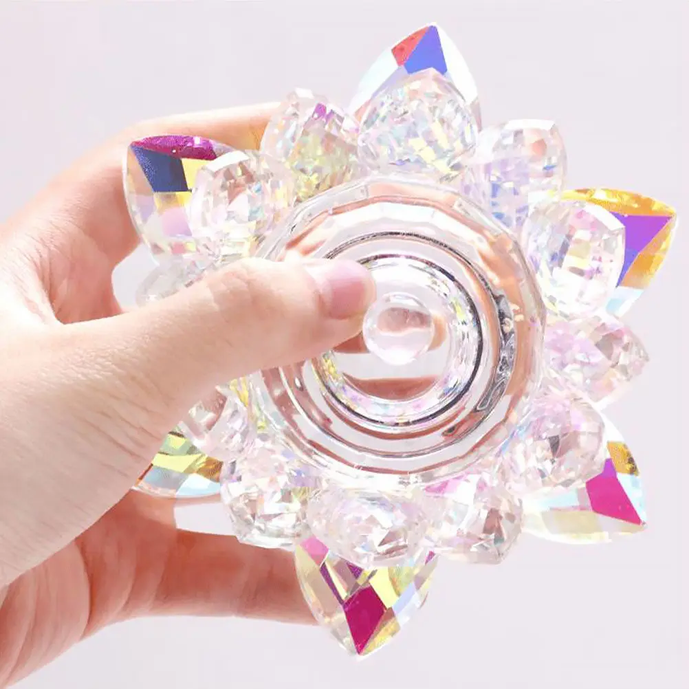 

Lotus Shape Premium Crystal Nail Art Cup High Transparent Reusable Manicure Liquid Powder Mixing Bowl for Salon School Artist